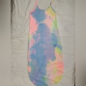 Pastel Tie-Dye Tube Dress - Pink, Blue, Lime